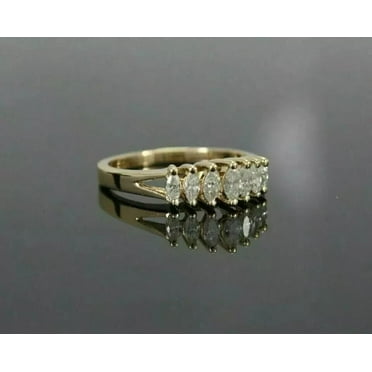 2Ct Marquise-Cut Lab Created Diamond Women's Half Eternity Wedding Band Ring 14k Yellow Gold Plated