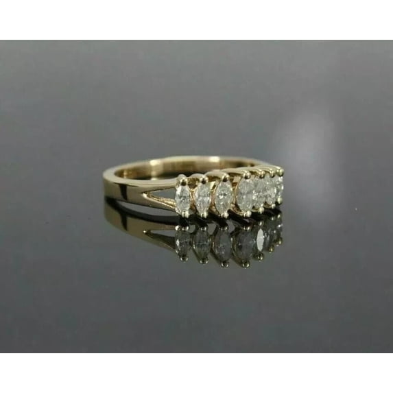 2Ct Marquise-Cut Lab Created Diamond Women's Half Eternity Wedding Band Ring 14k Yellow Gold Plated