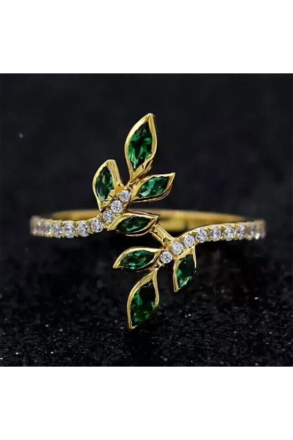 2Ct Marquise Cut Lab-Created Green Emerald Women's Cluster Wedding Ring 14k Yellow Gold Plated