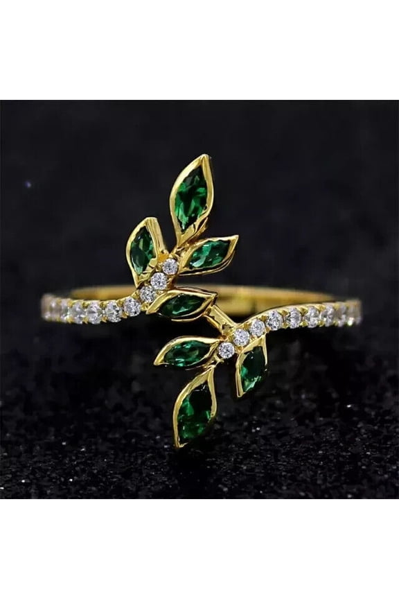 2Ct Marquise Cut Lab-Created Green Emerald Women's Cluster Wedding Ring 14k Yellow Gold Plated