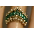 thumbnail image 1 of 2Ct Marquise Cut Lab-Created Green Emerald Women's Wedding Band Ring 14K Yellow Gold Plated, 1 of 4