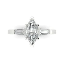 Three-Stone Engagement Ring for Women - 2ct Moissanite in 18K White Gold Promise Ring