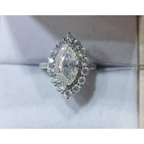 2Ct Marquise Cut Simulated Diamond Halo Engagement Ring 14k White Gold Plated Silver
