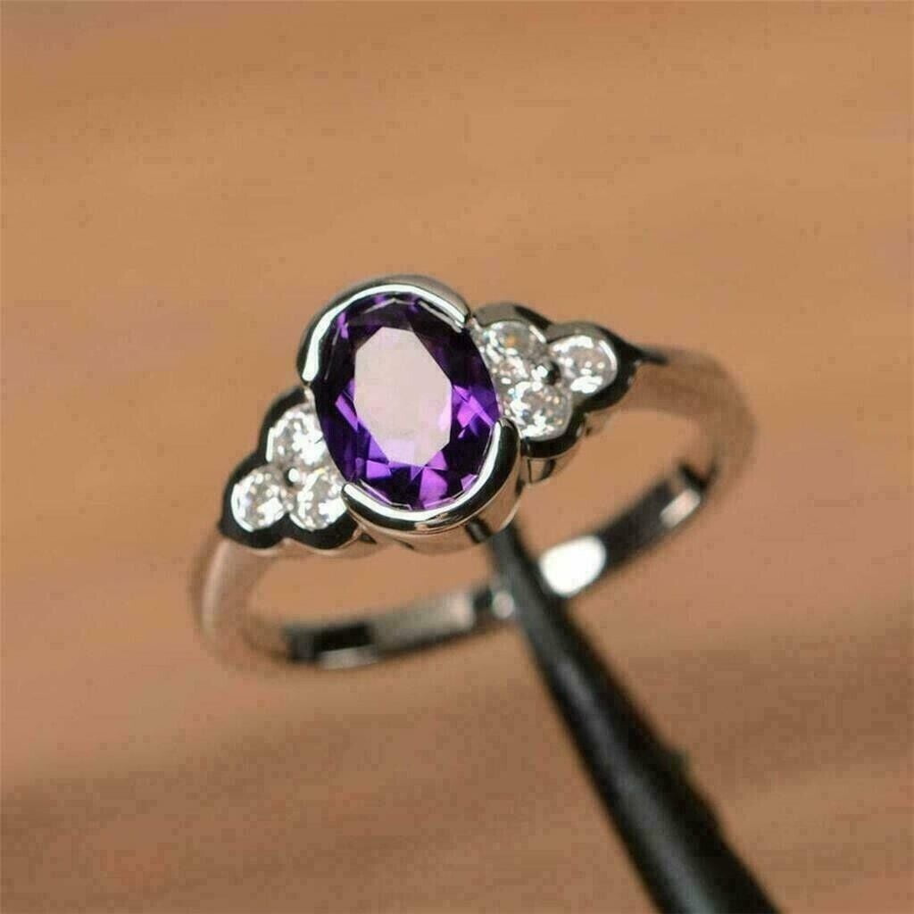 2.27 Cttw Natural Amethyst Engagement Ring For Women, Solid 14K Rose Gold (Oval Cut, 9X7mm-245613