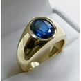 thumbnail image 1 of 2Ct Oval Cut Lab Created Blue Sapphire Solitaire Men's Engagement Ring 14K Yellow Gold Plated Silver Gift Ring, 1 of 4