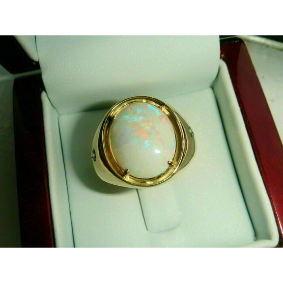 2Ct Oval Cut Lab Created Fire Opal Solitaire Engagement Ring 14K Yellow Gold Plated 925 Silver For Him