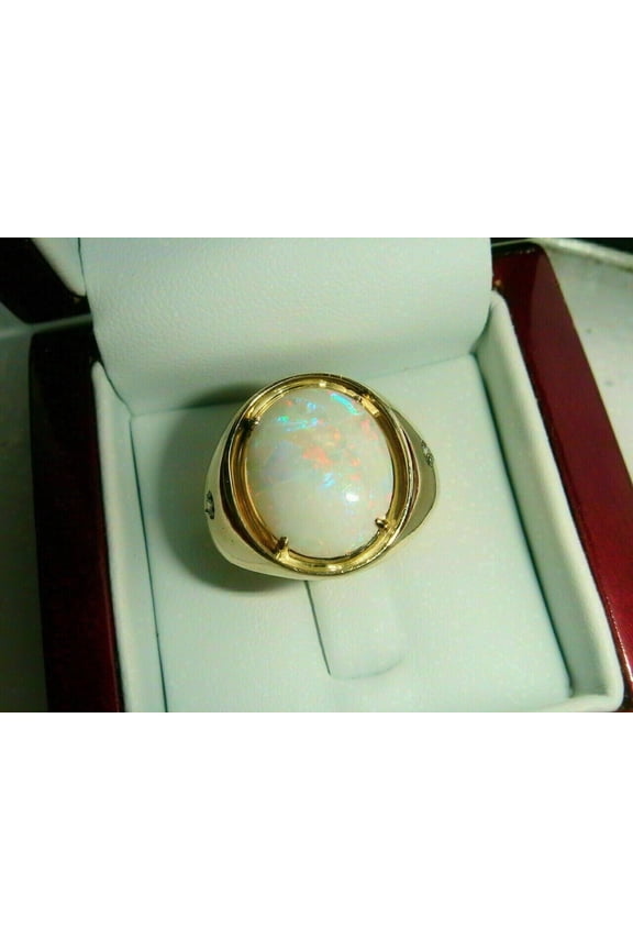 2Ct Oval Cut Lab Created Fire Opal Solitaire Engagement Ring 14K Yellow Gold Plated 925 Silver For Him