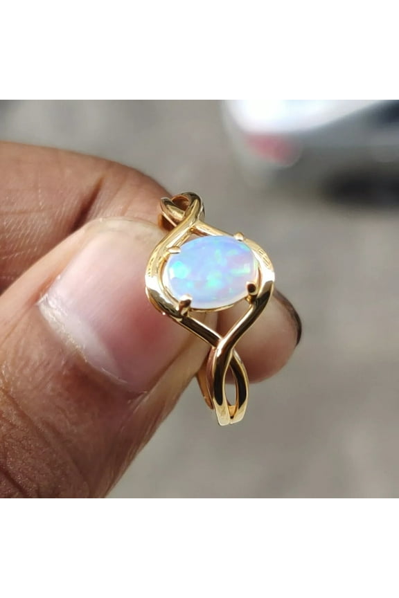 2Ct Oval Cut Lab-Created Fire Opal Vintage Solitaire Ring 14K Yellow Gold Plated