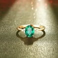 thumbnail image 1 of 2Ct Oval Cut Lab Created Green Emerald Engagement Ring 14K Yellow Gold Plated, 1 of 3
