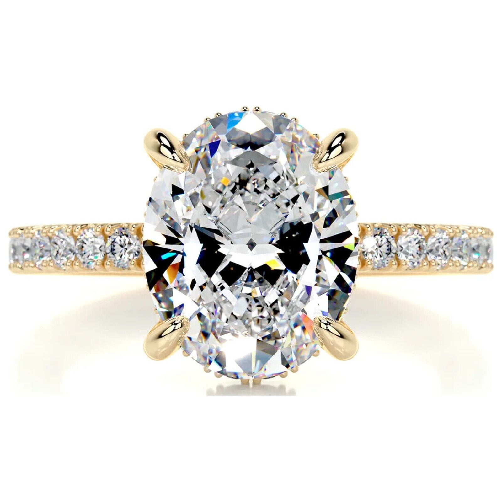 2Ct Oval Cut Moissanite (VVS1/D) 14K Yellow Gold Solitaire Ring for Women Gifts/Engagement/Wedding