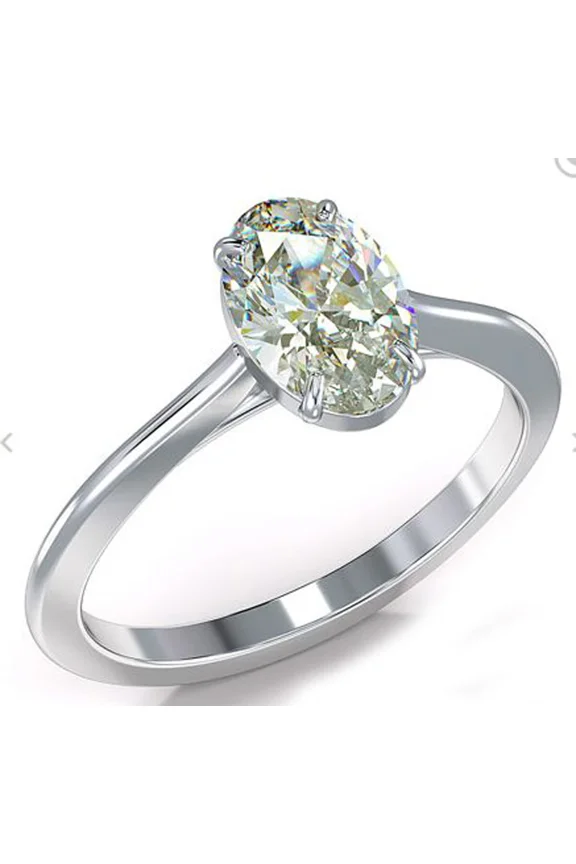 2Ct Oval Cut Near White Moissanite Engagement Ring – .925 Sterling Silver