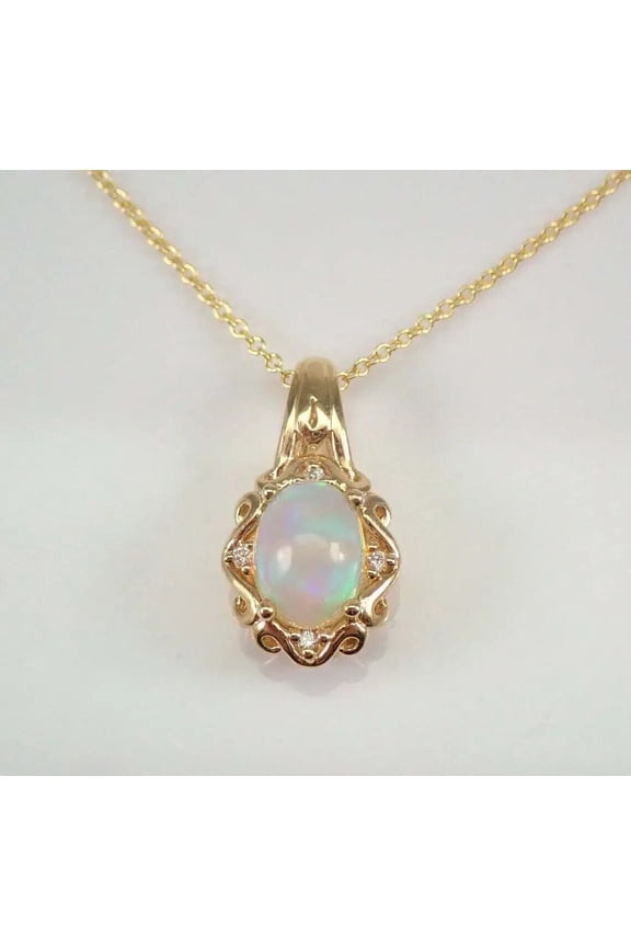 2Ct Oval Cut Simulated Fire Opal Diamond Solitaire Women Pendant 14K Yellow Gold Plated 18" Free Chain