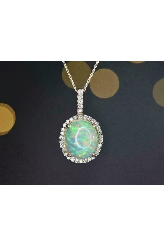 2Ct Oval Cut Simulated Fire Opal Halo Stunning Pendant In 14k White Gold Plated Sterling Silver