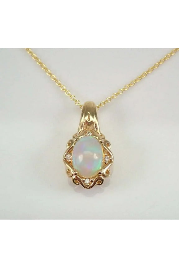 2Ct Oval Cut Simulated Fire Opal Pendant 14K Yellow Gold Plated Free Chain 18"