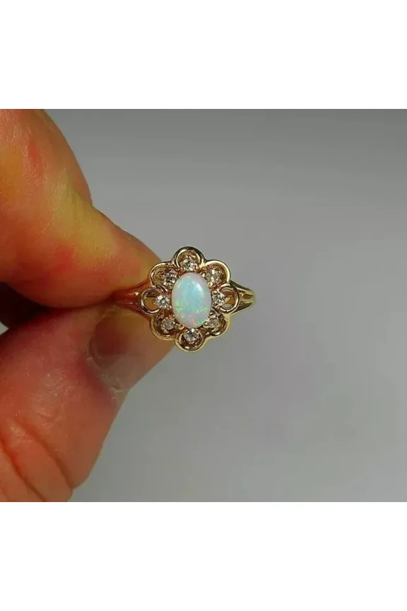 2Ct Oval Cut Simulated Fire Opal Women Engagement Ring 14K Yellow Gold Plated 925 Silver