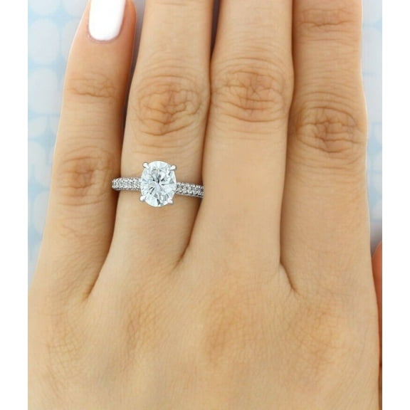 2Ct Oval Lab-Created Diamond Women's Engagement Ring 14K White Gold Plated