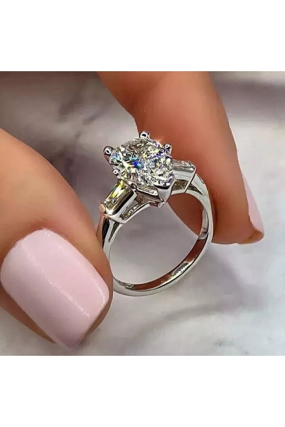 2Ct Pear Cut Lab Created Diamond Women's Pretty Engagement Ring 14k White Gold Plated
