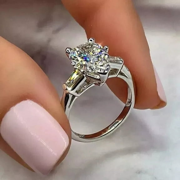 2Ct Pear Cut Lab Created Diamond Women's Pretty Engagement Ring 14k White Gold Plated