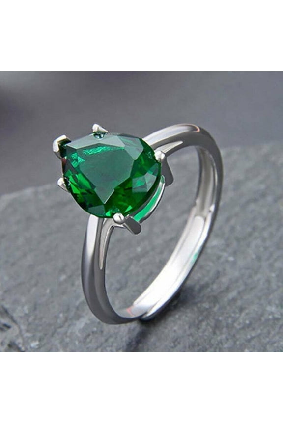 2Ct Pear Cut Lab Created Green Emerald 14k White Gold Plated Engagement Ring