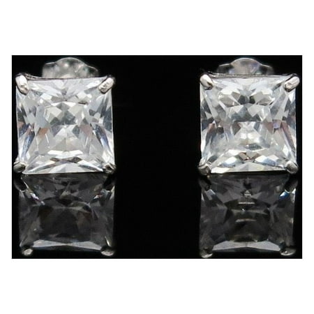 2Ct Princess Cut Created Diamond 14K White Gold Push Back Stud Earrings