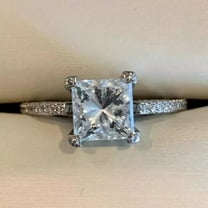 2Ct Princess Cut Lab Created Diamond Solitaire Women's Engagement Ring 14K White Gold Plated 925 Silver