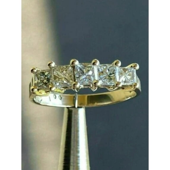 2Ct Princess Cut Simulated Diamond Half Eternity Women's Engagement Ring 14K White Gold Plated 925 Silver