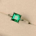 thumbnail image 1 of 2Ct Princess Cut Simulated Green Emerald Women's Solitaire Engagement Ring 14K White Gold Plated, 1 of 4