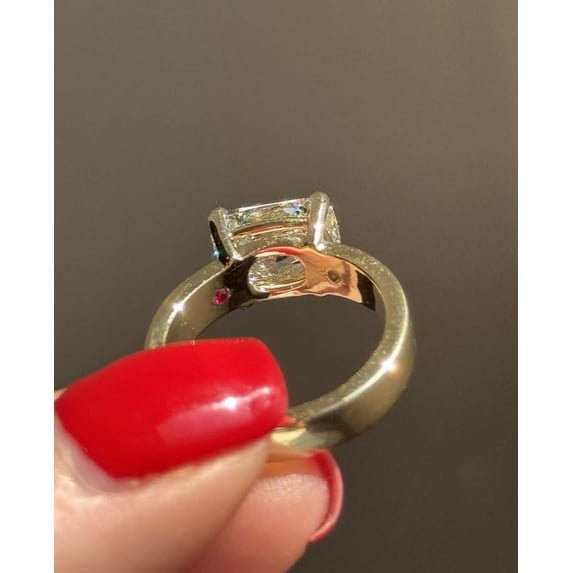 2Ct Radiant Cut Real Moissanite Diamond Solitaire Ring In 14K White ...