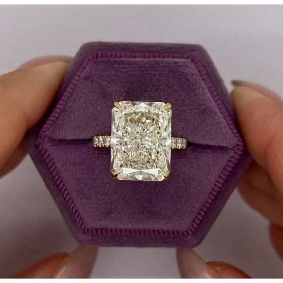 2Ct Radiant Cut Lab-Created Diamond Women's Hidden Halo Ring 14k Yellow Gold Plated