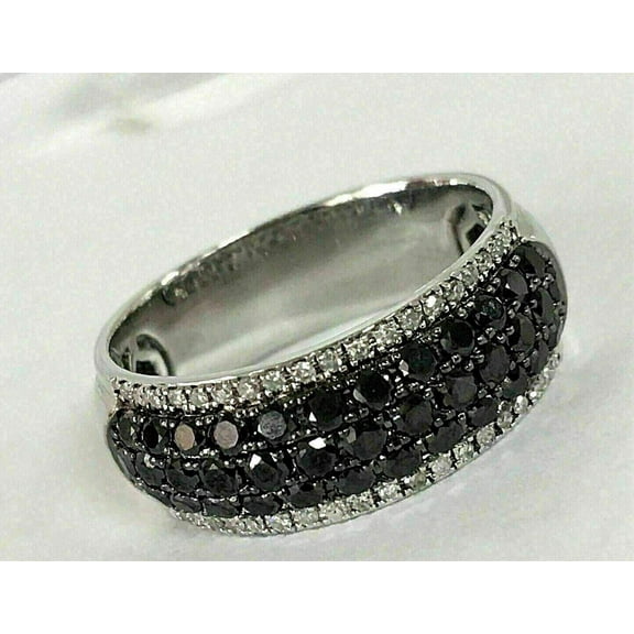 2Ct Round Cut Black Lab Created Diamond Wedding Band Ring 14K White Gold Plated