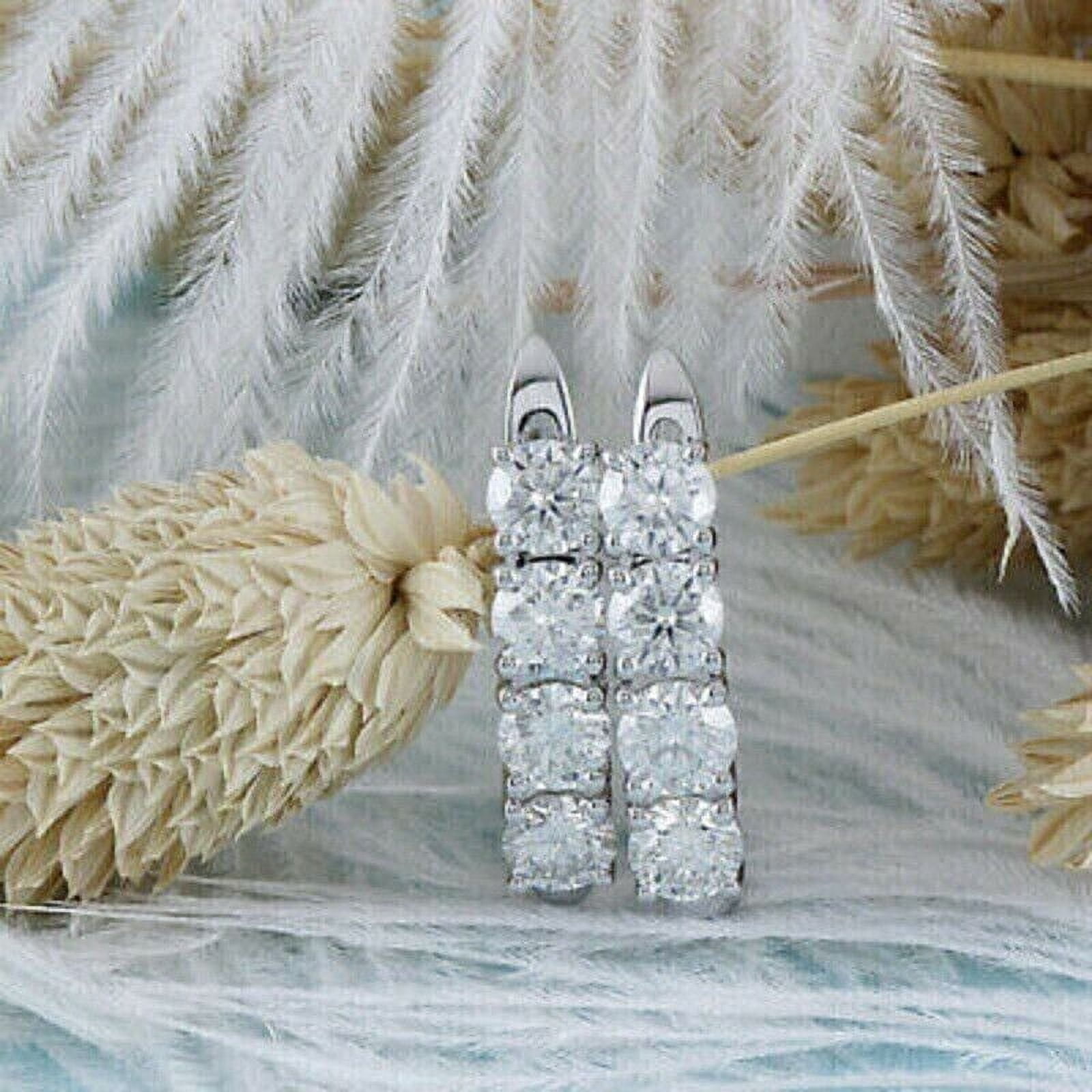 SAJEWELS 2Ct Round Cut Created VVS1 Diamond Huggie Hoop Earrings Solid 14K White Gold