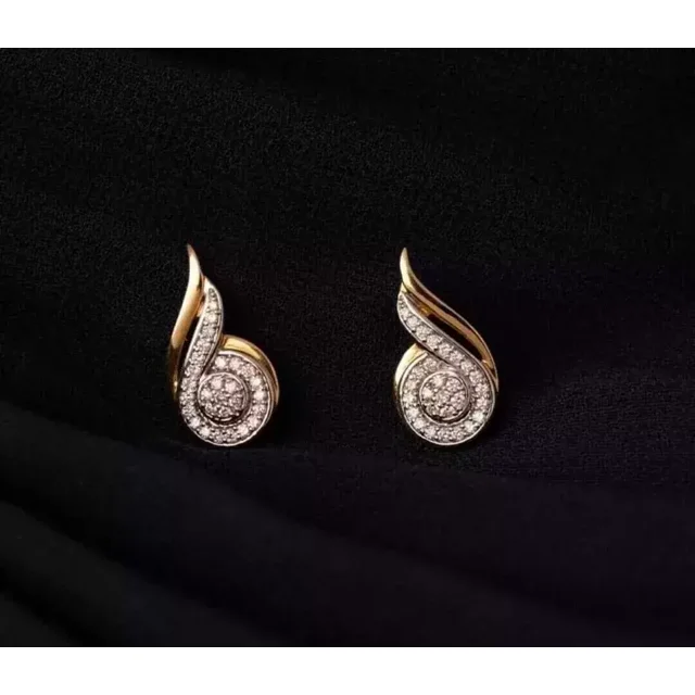 2Ct Round Cut Cubic Zirconia Women's Stud Earrings 14K Yellow Gold