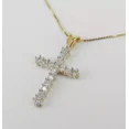 thumbnail image 1 of "2Ct Round Cut Diamond Cross Pendant Necklace in 14K Yellow Gold Over with Free Chain", 1 of 4