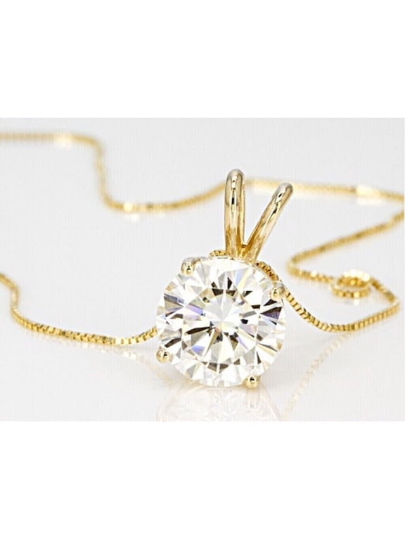 2Ct Round Cut Diamond Solitaire Women's Pendant 14K Yellow Gold Plated Silver