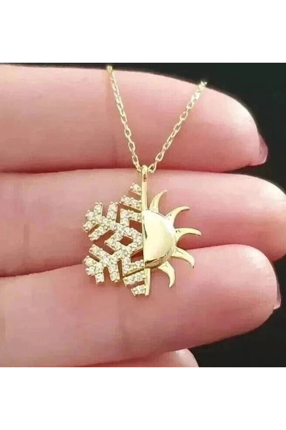 2Ct Round Cut La Created Diamond Sun & Snow Pendant 14k Yellow Gold Plated