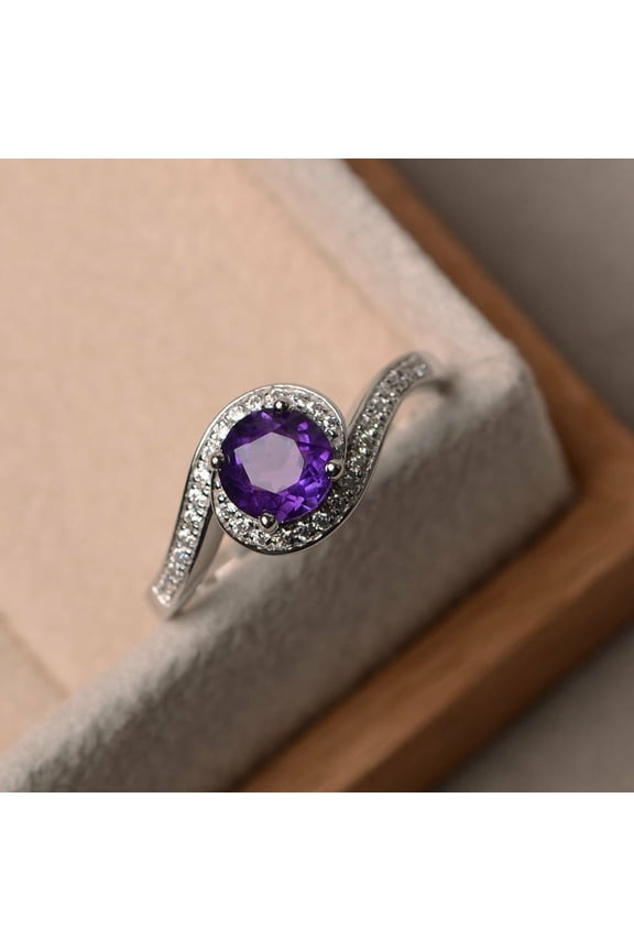 2Ct Round Cut Lab Created Amethyst Wedding Gift Ring 14k White Gold Plated