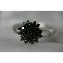 2Ct Round Cut Lab Created Black Diamond Cluster Engagement Ring 14K White Gold Plated