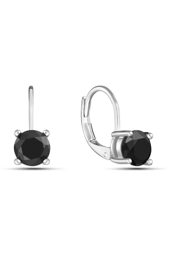 2Ct Round Cut Lab Created Black Diamond Leverback Drop Dangle Earrings 14K White Gold Plated