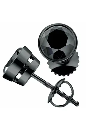 Round Stud Black, Lab Grown Diamond Earrings, Sterling Silver, 2 ct. t.w., 1 Count Per Pack