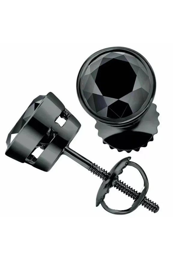Round Stud Black, Lab Grown Diamond Earrings, Sterling Silver, 2 ct. t.w., 1 Count Per Pack