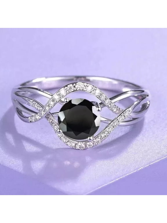 2Ct Round Cut Lab-Created Black Diamond Women's Engagement Ring 14k White Gold Plated