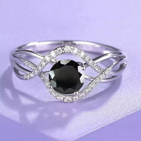 2Ct Round Cut Lab-Created Black Diamond Women's Engagement Ring 14k White Gold Plated