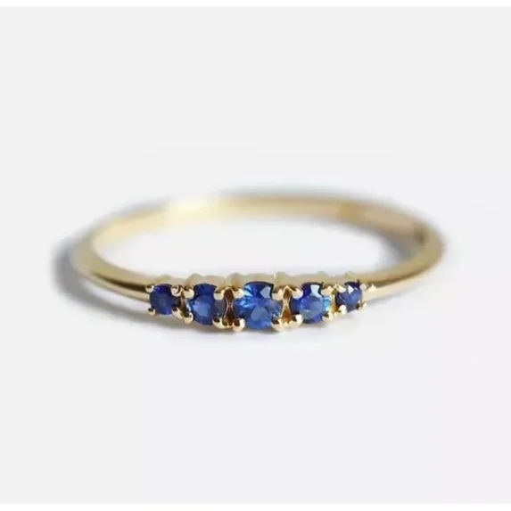2Ct Round Cut Lab Created Blue Sapphire Women's Wedding Band Ring 14K Yellow Gold Plated