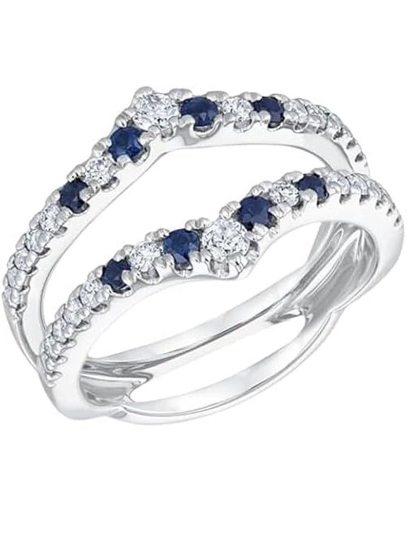 2Ct Round Cut Lab Created Blue Sapphire Wrap Enhancer Ring