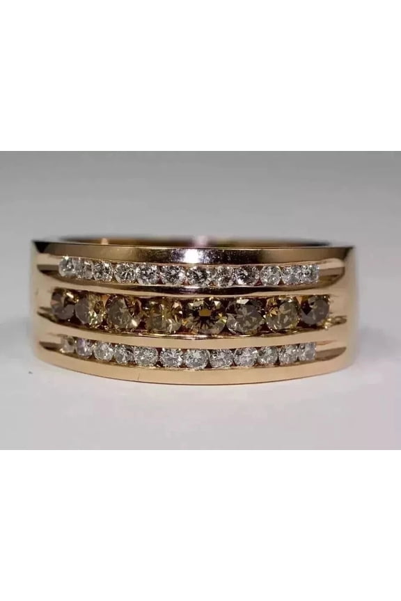 2Ct Round Cut Lab Created Brown Diamond Men's Wedding Ring 14K Rose Gold Plated