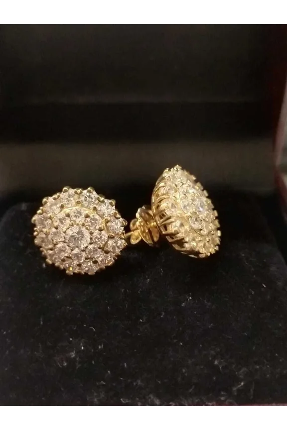 2Ct Round Cut Lab-Created Cluster Stud Earrings 14K Yellow Gold Plated