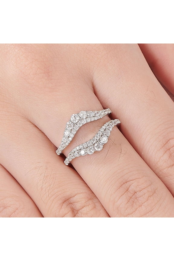 2Ct Round Cut Lab Created Diamond 14K White Gold Plated Enhancer Wrap Band Ring