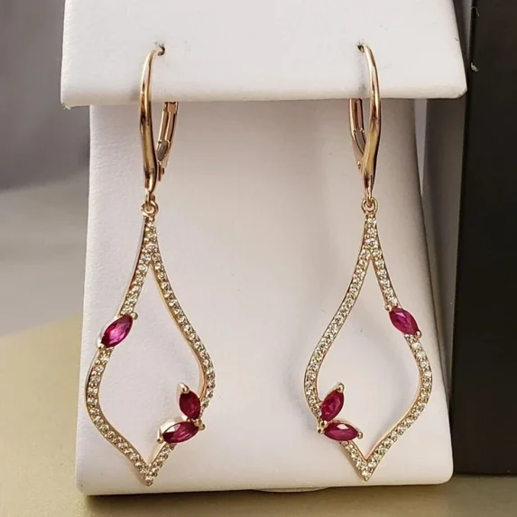 2Ct Round Cut Lab Created Diamond 14k Rose Gold Plated Drop/Dangle Women's Earrings