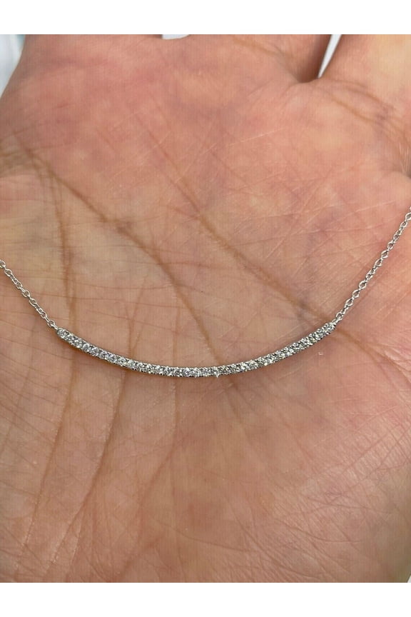 2Ct Round Cut Lab Created Diamond Bar Pendant 14K Yellow Gold Plated Silver