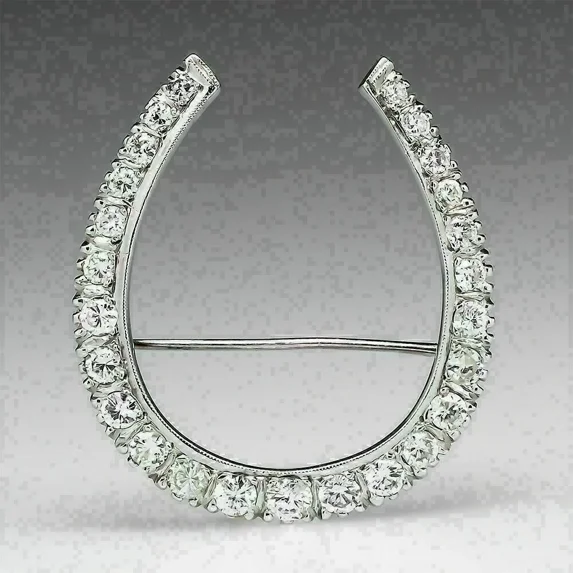 2Ct Round Cut Lab Created Diamond Classic Wedding Brooch Pin 14K White Gold Plated For Women's 925 Silver